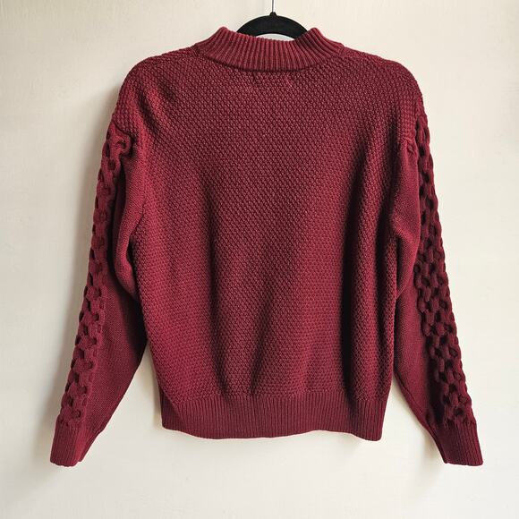 Urban Outfitters Red Cable Knit Mock Neck Sweater Size SP Pullover - Picture 2 of 7